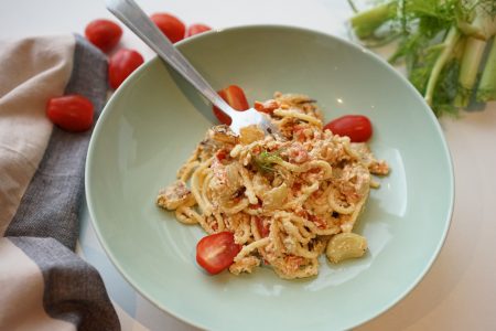 Recept  Feta tiktokpasta met tomaat en venkel